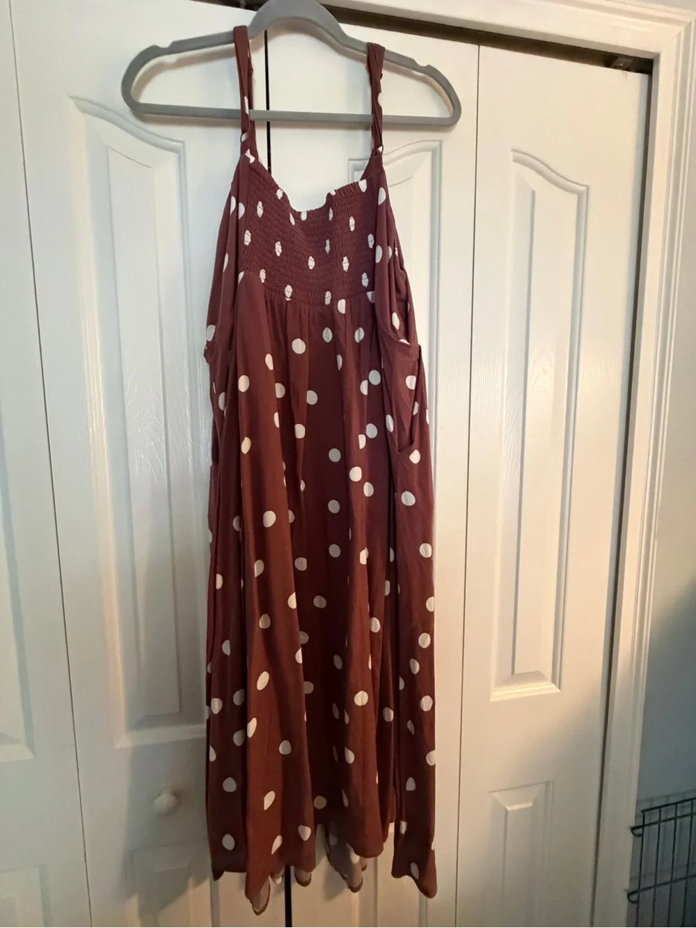 torrid Brown Polka Dot Midi Dress with Button Front